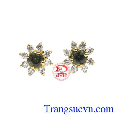 Hoa tai Sapphire may mắn 14k