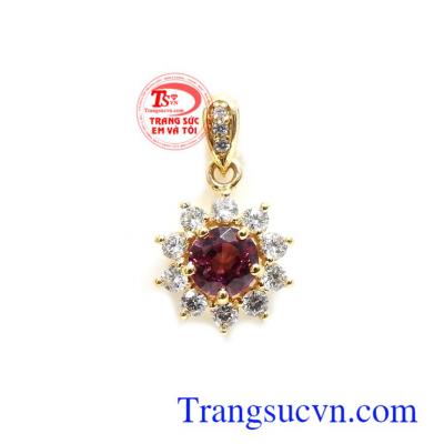 Mặt dây chuyền Granat thời trang vàng 14k, mặt dây chuyền đá quý sang trọng