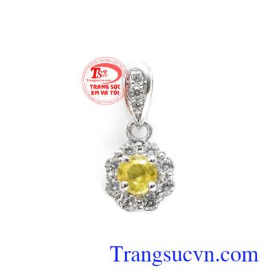 Mặt dây Sapphire vàng bình an, mặt dây Sapphire bọc vàng 14k