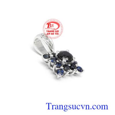 Mặt dây Sapphire may mắn bọc vàng 14k,mặt dây chuyền vàng tây