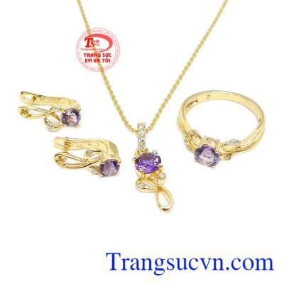 Bộ trang sức thạch anh tím hạnh phúc