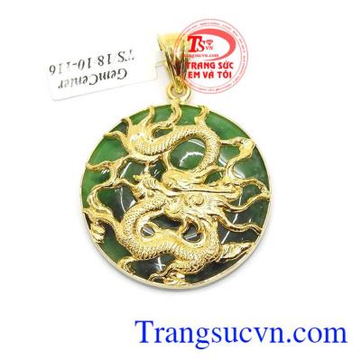 Mặt ngọc rồng vàng 14k