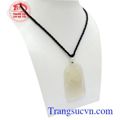 Mặt dây Quan vân trường tài lộc mã não thiên nhiên cao cấp