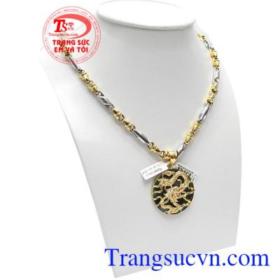 Sản phẩm được thiết kế 3D vàng 14k đẹp tinh tế kết hợp với dây chuyền vàng Italy 18k sang trọng