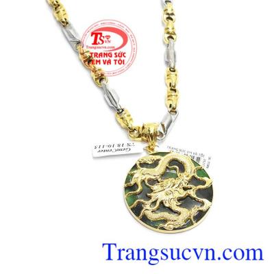 Bộ dây mặt dây rồng bay được gắn ngọc cẩm thạch thiên nhiên