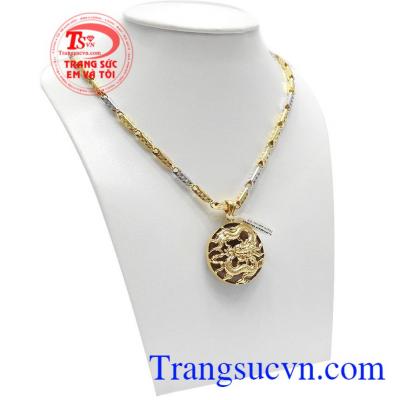 sản phẩm thạch anh tóc thiên nhiên được bọc rồng vàng 14 đẹp, kết hợp với dây chuyền vàng 10k đẹp