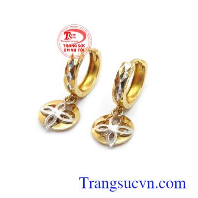 Hoa tai vàng tây 18k quý phái, đường nét chế tác độc đáo