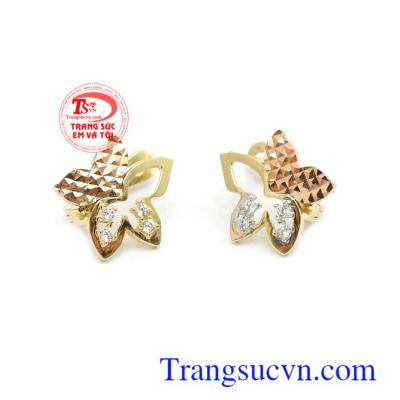 Hoa tai vàng tây 18k dịu dàng, hoa tai vàng tây, hoa tai vàng 18k