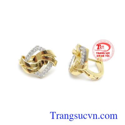 Hoa tai vàng tây phong cách thời trang