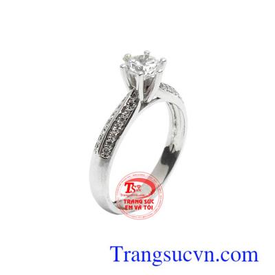 Nhẫn nữ vàng trắng 18k xinh xắn