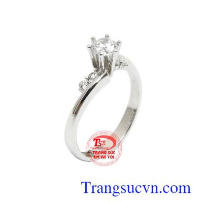 Nhẫn nữ vàng trắng 18k quý phái