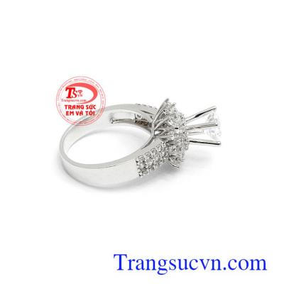 nhẫn nữ vàng trắng đính đá cao cấp