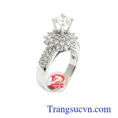 Nhẫn nữ vàng trắng dịu dàng 18k tinh tế, thời trang và phong cách,