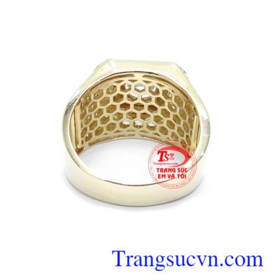 Nhẫn nam vàng tây đính đá CZ đẳng cấp thời trang