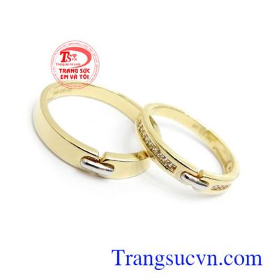 Nhẫn cưới Korea tình yêu son sắc vàng 10k, nhẫn cưới vàng tây, nhẫn cưới nhập khẩu