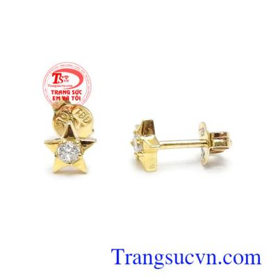 Hoa tai vàng đính đá thời trang