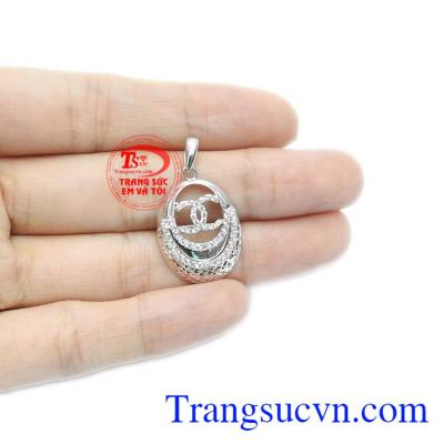 Mặt dây nữ channel vàng trắng 18k