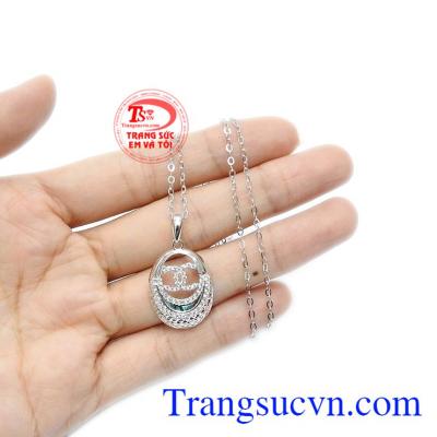 Bảo hành uy tín, giao hàng toàn quốc. Bộ trang sức nữ channel vàng trắng 18k
