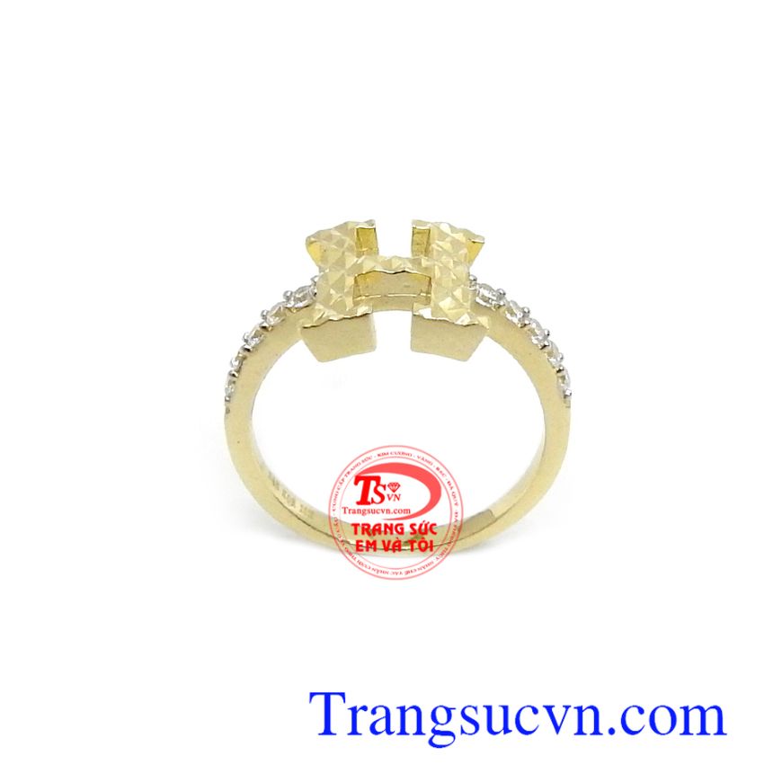 Nhẫn nữ Korea chữ H đáng yêu vàng 10k, nhẫn nữ nhập khẩu