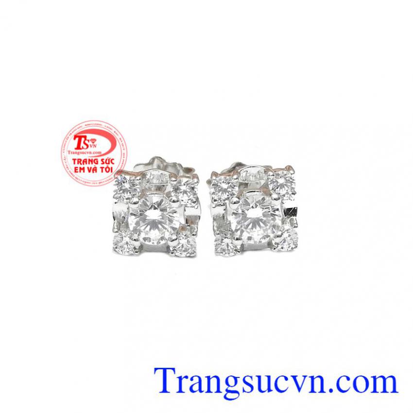 Hoa tai họa tiết vàng trắng 