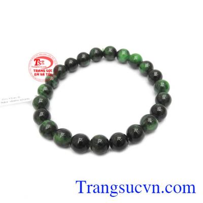 Chuỗi tay cẩm thạch 7 ly đẹp được kết hợp từ các hạt tròn màu lục đậm, lục nhạt, đen.