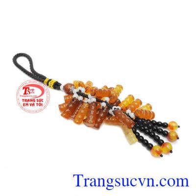 Móc treo ô tô đốt tre thịnh vượng được chế tác từ mã não thiên nhiên.