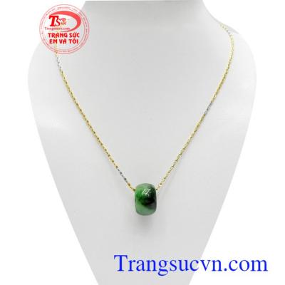 Bộ dây chuyền lu thống thịnh vượng bền đẹp, chất lượng, kết hợp độc đáo giữa dây chuyền vàng 10k và mặt lu thống ngọc cẩm thạch thiên nhiên cao cấp