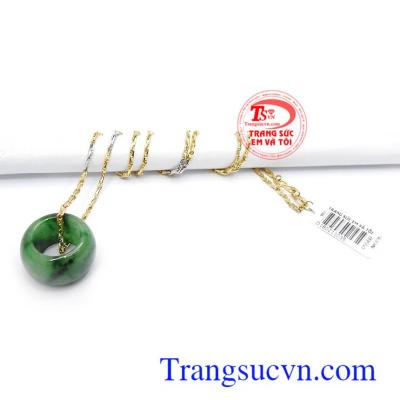 Bộ dây chuyền vàng 10k mặt ngọc cẩm thạch thiên nhiên