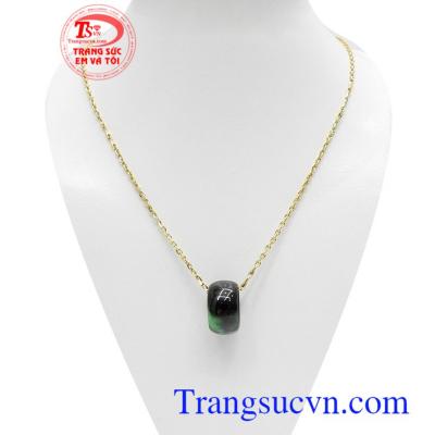 Bộ dây lu thống cẩm thạch hưng thịnh kết hợp độc đáo giữa dây chuyền vàng 10k và mặt ngọc lu thống cẩm thạch thiên nhiên bền đẹp, sang trọng, đeo hợp thời trang