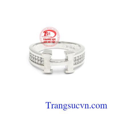 Nhẫn nữ vàng trắng 10k tinh tế, phong cách