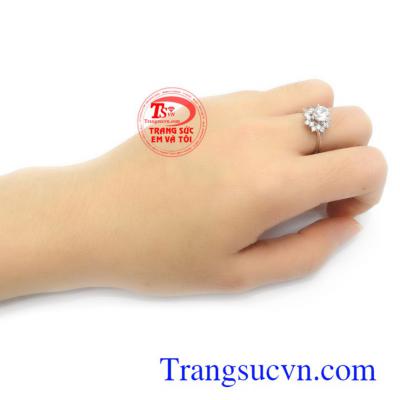 Nhẫn nữ vàng trắng 10k Hàn Quốc