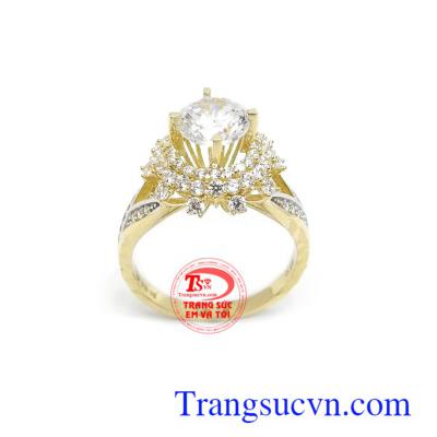 Nhẫn nữ Korea đính đá độc đáo vàng 10k kiểu dáng thời trang, sang trọng và quý phái
