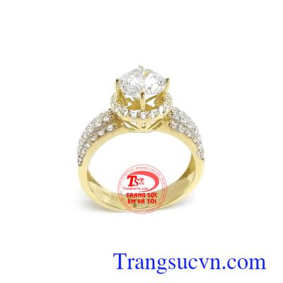 Nhẫn vàng Hàn Quốc 10k sang trọng đính đá xinh xắn