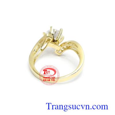 Nhẫn nữ vàng tây đính đá thời trang