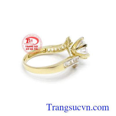 Nhẫn nữ Korea 10k duyên dáng đính đá CZ cao cấp