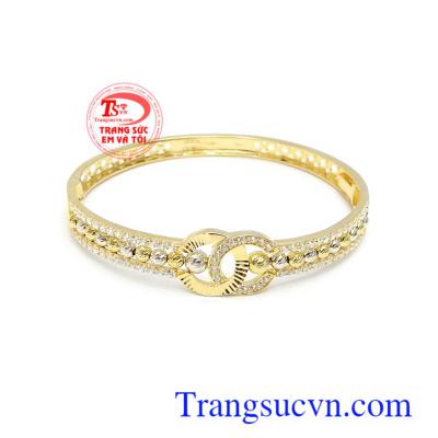 Vòng tay vàng tây 10k thời trang bền đẹp, chất lượng, đính đá kết hợp bi tròn độc đáo
