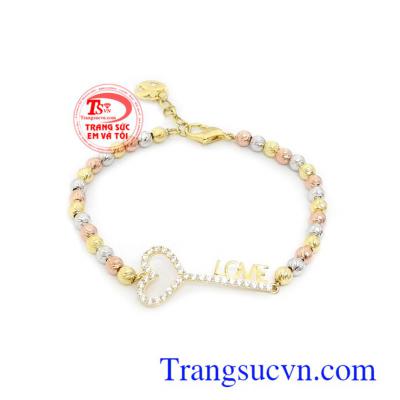 Lắc tay vàng 10k chìa khóa tình yêu kiểu dáng sang trọng, tinh xảo và quý phái