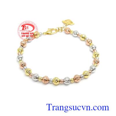 Lắc tay vàng tây bi tròn phay sáng kết hợp độc đáo, mới lạ