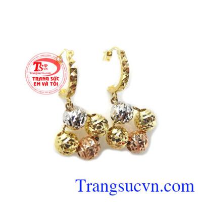 Hoa tai vàng tây dành cho nữ kiểu tinh tế, đeo hoa tai hợp thời trang, bông tai