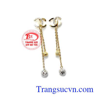 Hoa tai vàng tây dành cho nữ kiểu tinh tế, đeo hoa tai hợp thời trang, bông tai