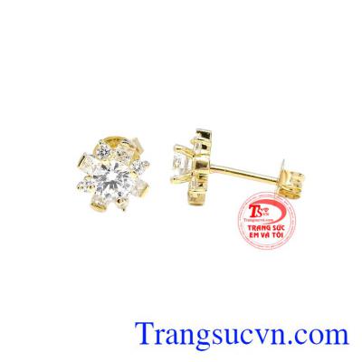 Hoa tai xinh đẹp Hàn Quốc được chế tác từ vàng 10k và đá Cz lấp lánh