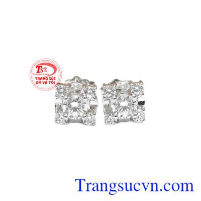 Hoa tai họa tiết vàng trắng 