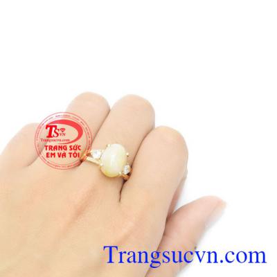Nhẫn nữ vàng gắn đá quý Sapphire thiên nhiên dành cho phái đẹp, đeo hợp thời trang và quý phái