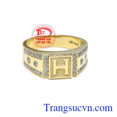 Nhẫn nam chữ H 18k đẹp được phái mạnh ưa thích
