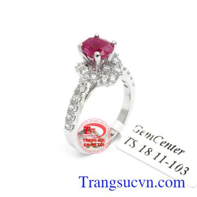 Nhẫn nữ Ruby tài lộc 14k