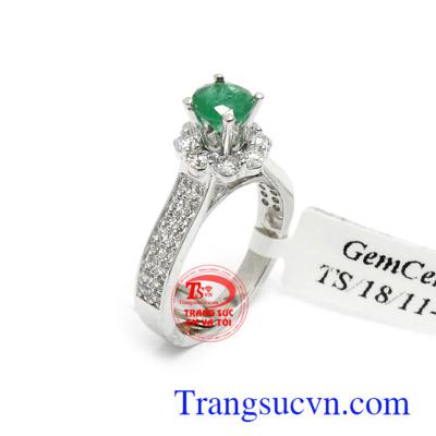 Nhẫn nữ Emerald 14k phát tài thời trang, sang trọng và quý phái