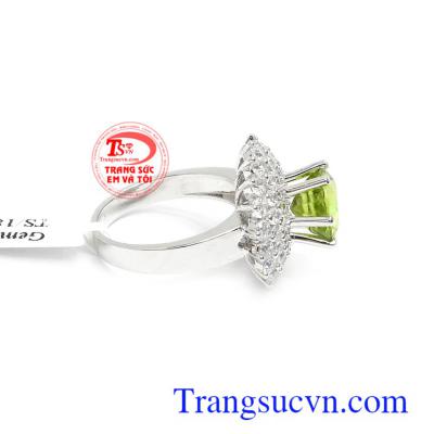 Nhẫn nữ vàng trắng Peridot hi vọng chế tác tinh xảo, độc đáo