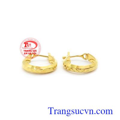 Hoa tai vàng nữ xinh xắn vàng 10k chế tác tinh xảo, sắc nét, hoa tai vàng tây