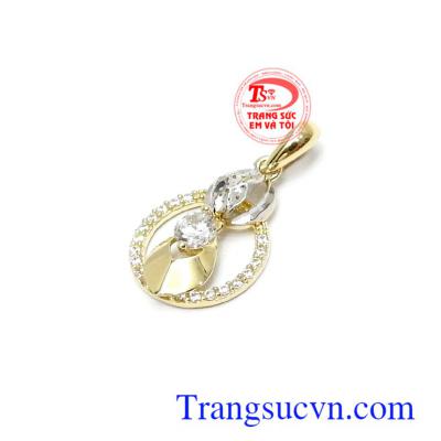 Mặt dây chuyền Hàn Quốc duyên dáng vàng 10k nhập khẩu, mặt dây chuyền vàng tây đính đá