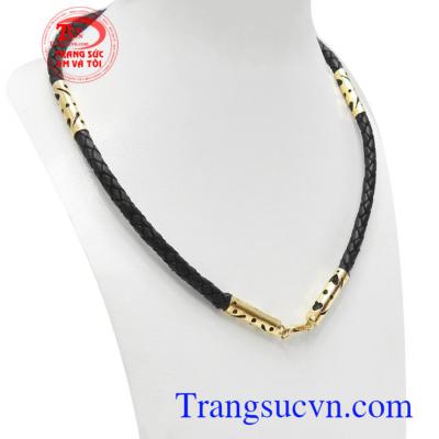 Dây da bọc vàng thời trang 18k chế tác 4 đốt độc đáo, mới lạ, phù hợp nhiều mặt dây chuyền khác nhau